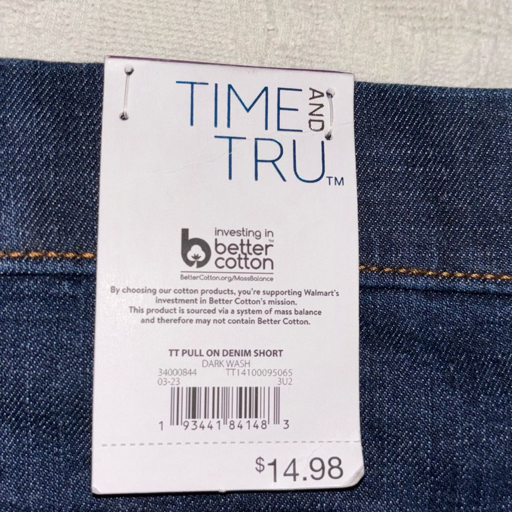 Time and Tru Dark Wash Mid Rise Pull On Denim Jean Shorts Size XXL 20 NWT - Picture 6 of 7